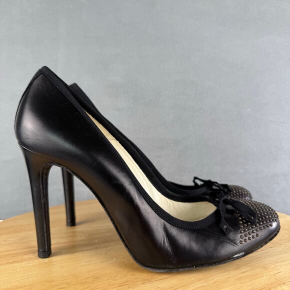 Pedro Garcia Gemma Black Leather High Heels W/Bow Women’s Size 39/ 9 US - Picture 3 of 9